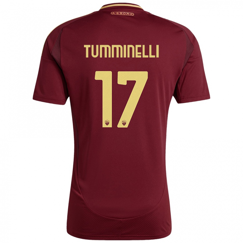 Miesten Gianmarco Tumminelli #17 Punainen Ruskea Kulta Kotipaita 2024/25 Lyhythihainen Paita T-Paita