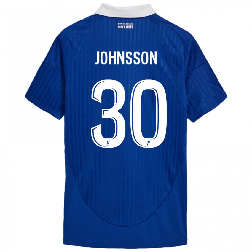 Miesten Karl-Johan Johnsson #30 Sininen Valkoinen Kotipaita 2024/25 Lyhythihainen Paita T-Paita