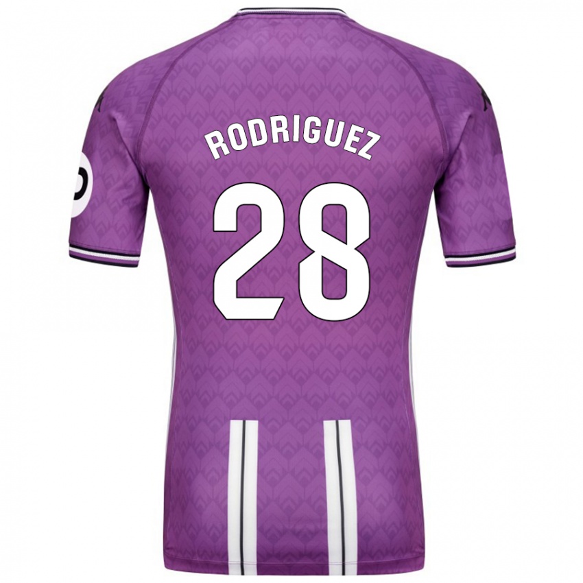 Miesten Yago Rodríguez #28 Violetti Valkoinen Kotipaita 2024/25 Lyhythihainen Paita T-Paita