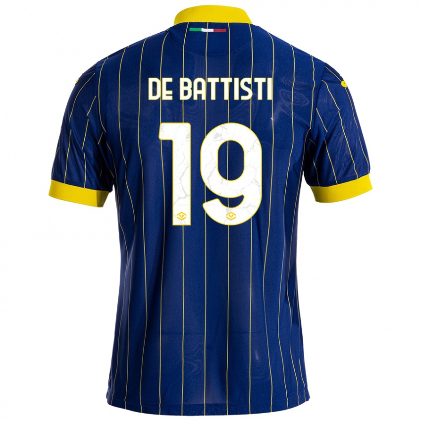 Miesten Davide De Battisti #19 Sininen Keltainen Kotipaita 2024/25 Lyhythihainen Paita T-Paita