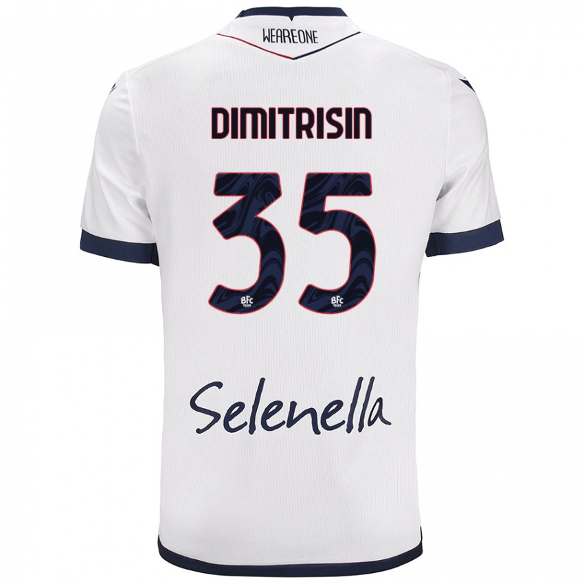 Miesten Danila Dimitrișin #35 Valkoinen Royal Blue Vieraspaita 2024/25 Lyhythihainen Paita T-Paita