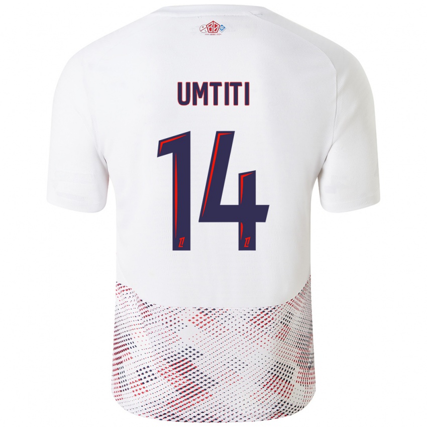 Miesten Samuel Umtiti #14 Valkoinen Royal Blue Vieraspaita 2024/25 Lyhythihainen Paita T-Paita