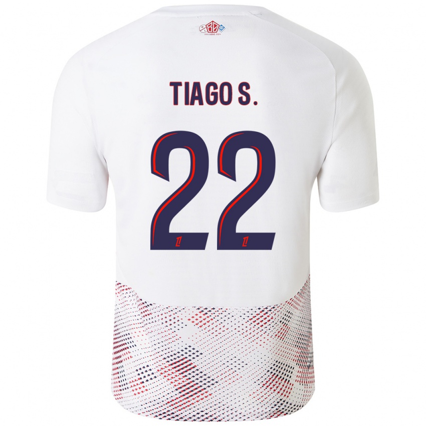 Miesten Tiago Santos #22 Valkoinen Royal Blue Vieraspaita 2024/25 Lyhythihainen Paita T-Paita