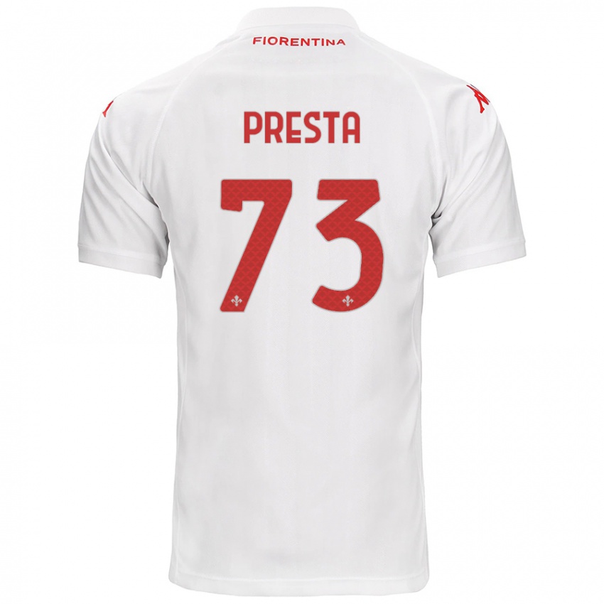 Miesten Francesco Presta #73 Valkoinen Vieraspaita 2024/25 Lyhythihainen Paita T-Paita