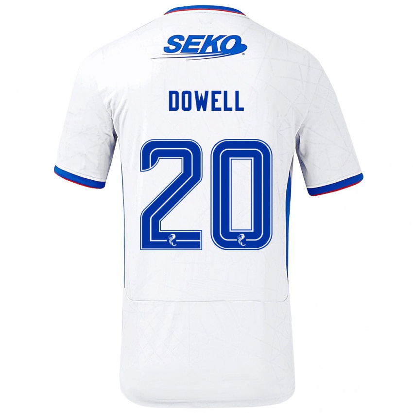 Miesten Kieran Dowell #20 Valkoinen Sininen Vieraspaita 2024/25 Lyhythihainen Paita T-Paita