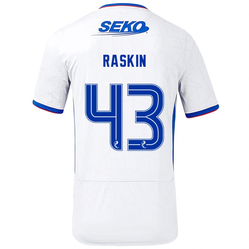 Miesten Nicolas Raskin #43 Valkoinen Sininen Vieraspaita 2024/25 Lyhythihainen Paita T-Paita