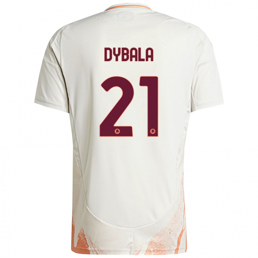 Miesten Paulo Dybala #21 Kermanvalkoinen Oranssi Vieraspaita 2024/25 Lyhythihainen Paita T-Paita