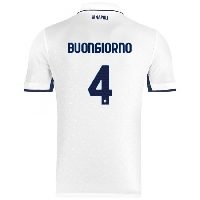 Miesten Alessandro Buongiorno #4 Valkoinen Royal Blue Vieraspaita 2024/25 Lyhythihainen Paita T-Paita