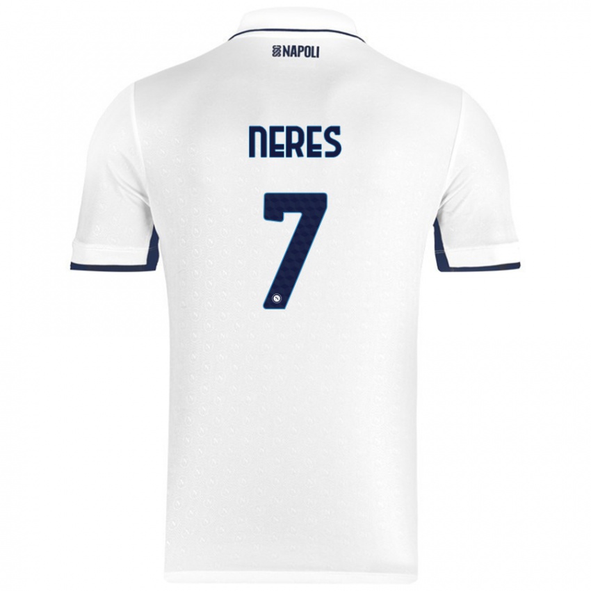 Miesten David Neres #7 Valkoinen Royal Blue Vieraspaita 2024/25 Lyhythihainen Paita T-Paita