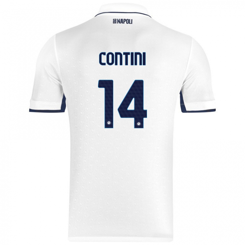 Miesten Nikita Contini #14 Valkoinen Royal Blue Vieraspaita 2024/25 Lyhythihainen Paita T-Paita