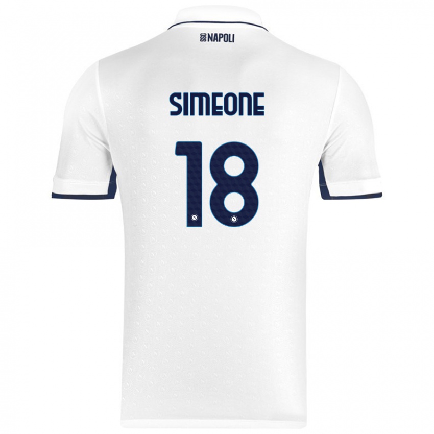 Miesten Giovanni Simeone #18 Valkoinen Royal Blue Vieraspaita 2024/25 Lyhythihainen Paita T-Paita