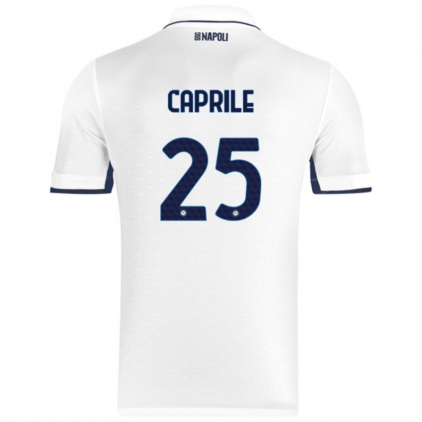 Miesten Elia Caprile #25 Valkoinen Royal Blue Vieraspaita 2024/25 Lyhythihainen Paita T-Paita