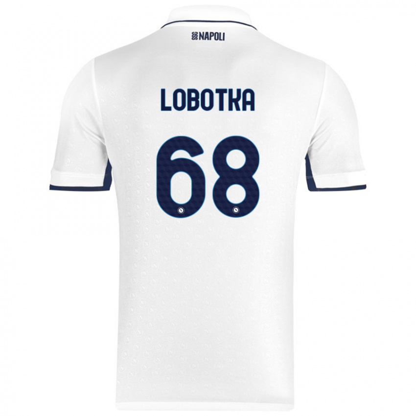 Miesten Stanislav Lobotka #68 Valkoinen Royal Blue Vieraspaita 2024/25 Lyhythihainen Paita T-Paita