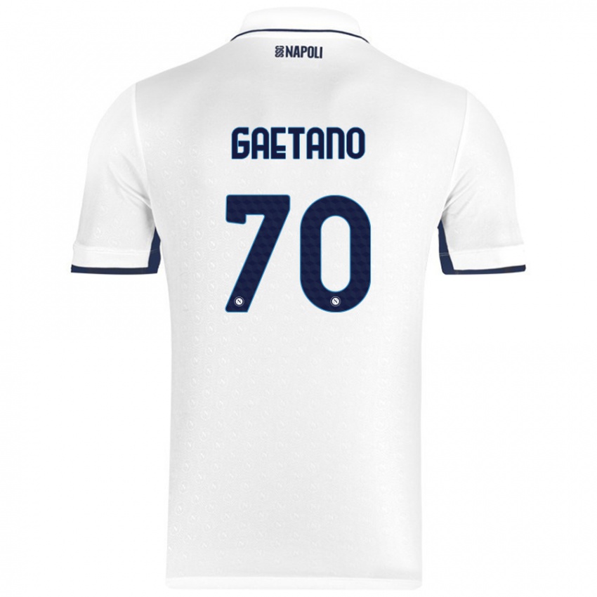 Miesten Gianluca Gaetano #70 Valkoinen Royal Blue Vieraspaita 2024/25 Lyhythihainen Paita T-Paita