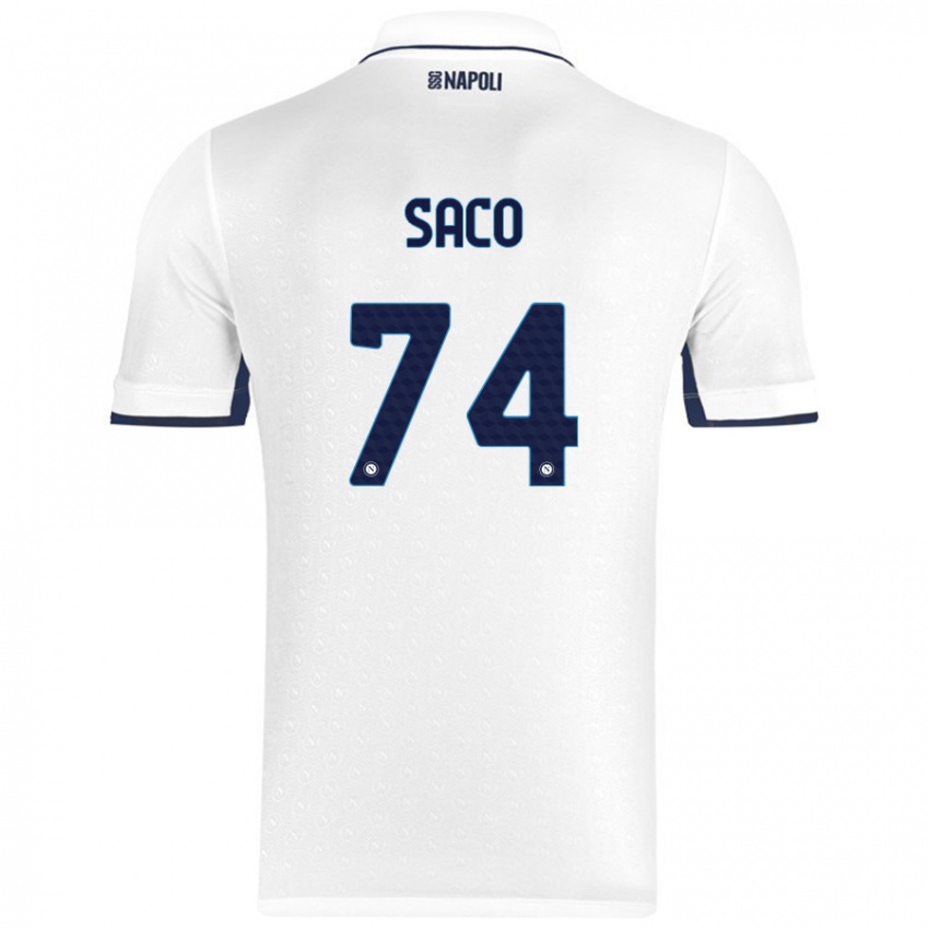 Miesten Coli Saco #74 Valkoinen Royal Blue Vieraspaita 2024/25 Lyhythihainen Paita T-Paita