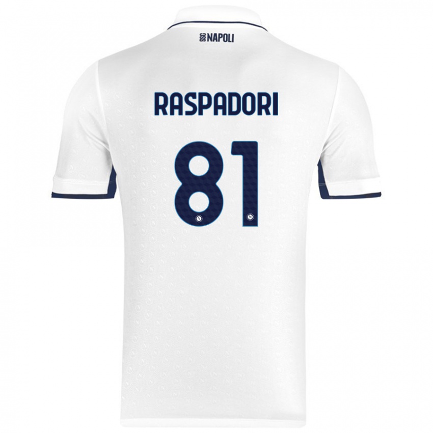 Miesten Giacomo Raspadori #81 Valkoinen Royal Blue Vieraspaita 2024/25 Lyhythihainen Paita T-Paita