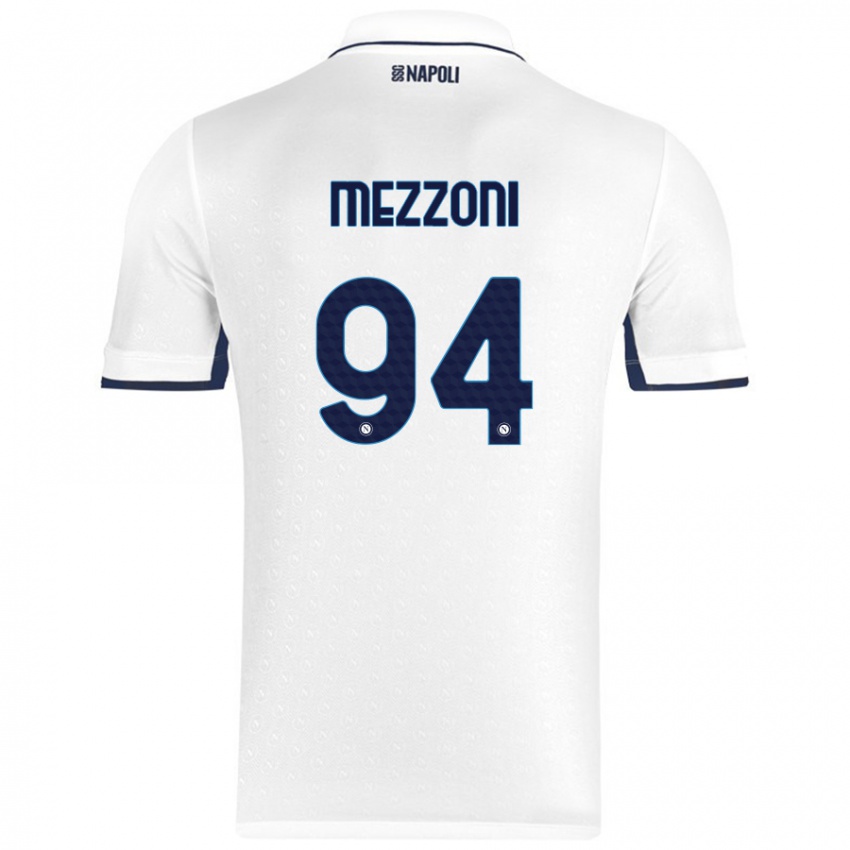 Miesten Francesco Mezzoni #94 Valkoinen Royal Blue Vieraspaita 2024/25 Lyhythihainen Paita T-Paita