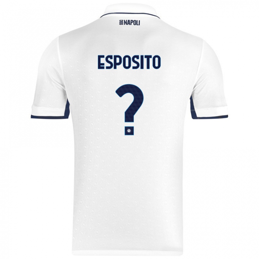 Miesten Mattia Esposito #0 Valkoinen Royal Blue Vieraspaita 2024/25 Lyhythihainen Paita T-Paita