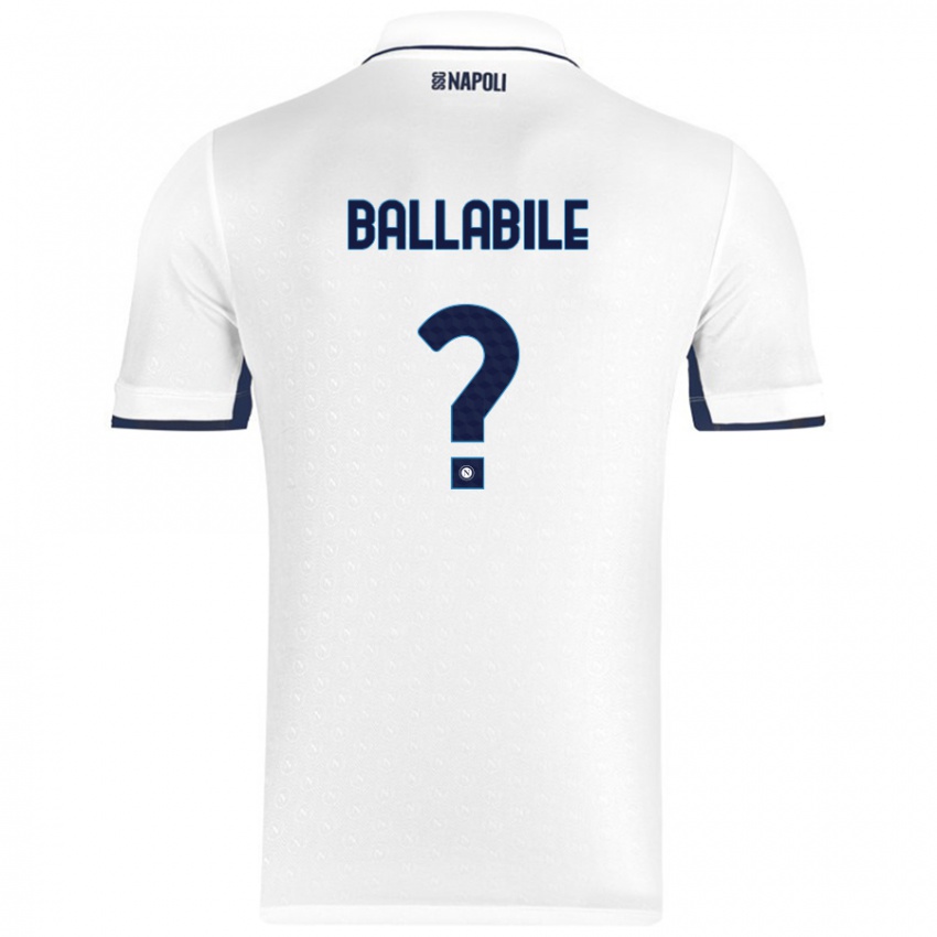 Miesten Ernesto Ballabile #0 Valkoinen Royal Blue Vieraspaita 2024/25 Lyhythihainen Paita T-Paita