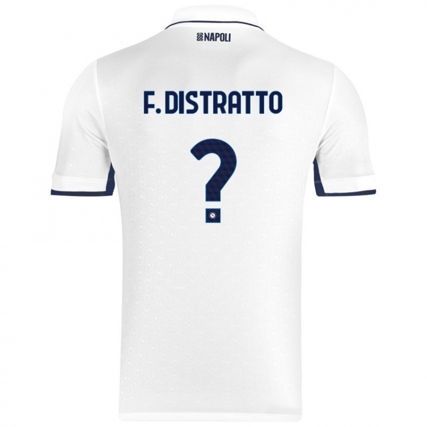 Miesten Francesco Distratto #0 Valkoinen Royal Blue Vieraspaita 2024/25 Lyhythihainen Paita T-Paita