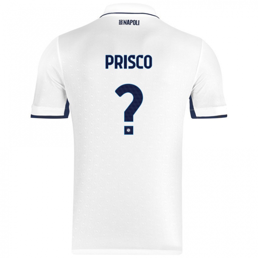 Miesten Vincenzo Prisco #0 Valkoinen Royal Blue Vieraspaita 2024/25 Lyhythihainen Paita T-Paita