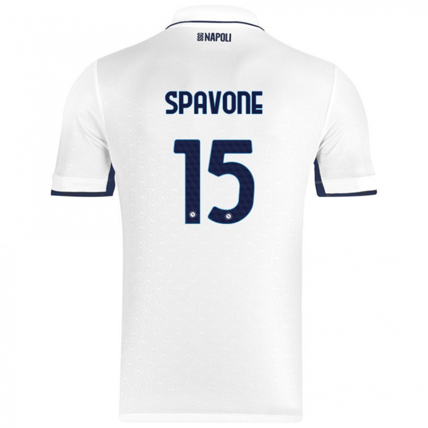 Miesten Alessandro Spavone #15 Valkoinen Royal Blue Vieraspaita 2024/25 Lyhythihainen Paita T-Paita