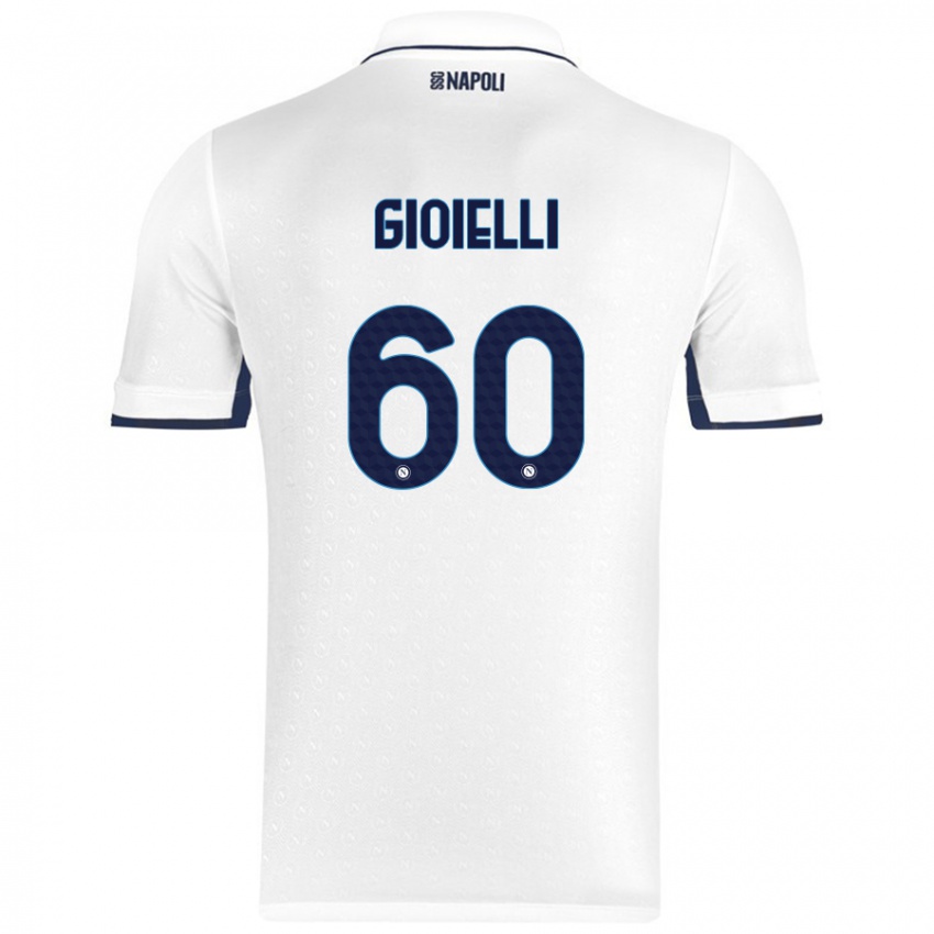 Miesten Francesco Gioielli #60 Valkoinen Royal Blue Vieraspaita 2024/25 Lyhythihainen Paita T-Paita