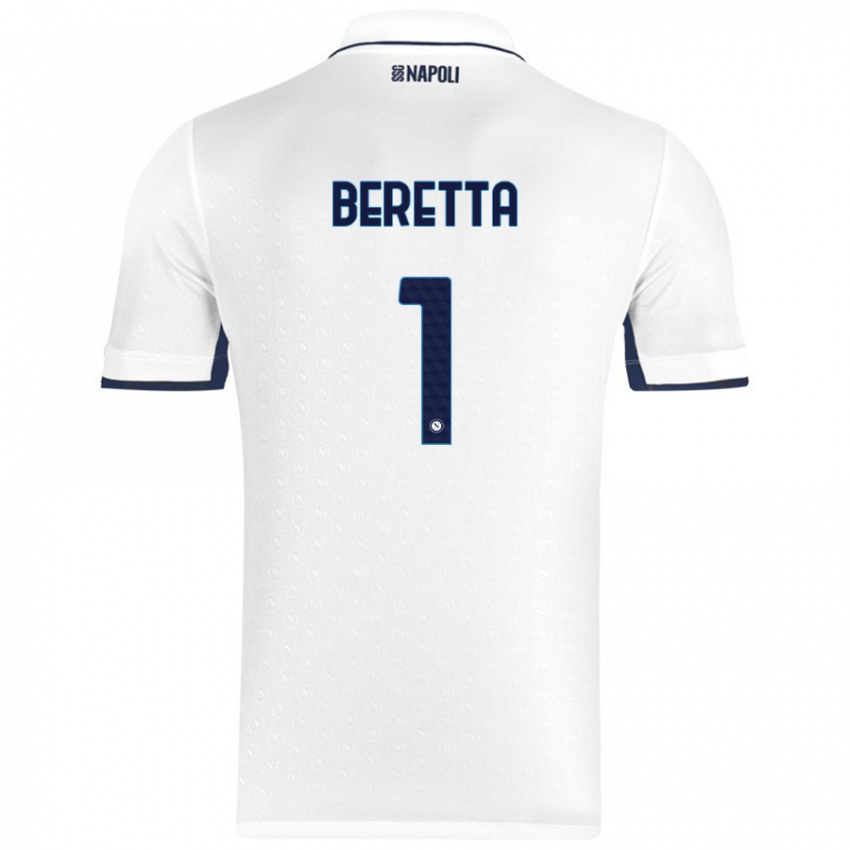 Miesten Beatrice Beretta #1 Valkoinen Royal Blue Vieraspaita 2024/25 Lyhythihainen Paita T-Paita