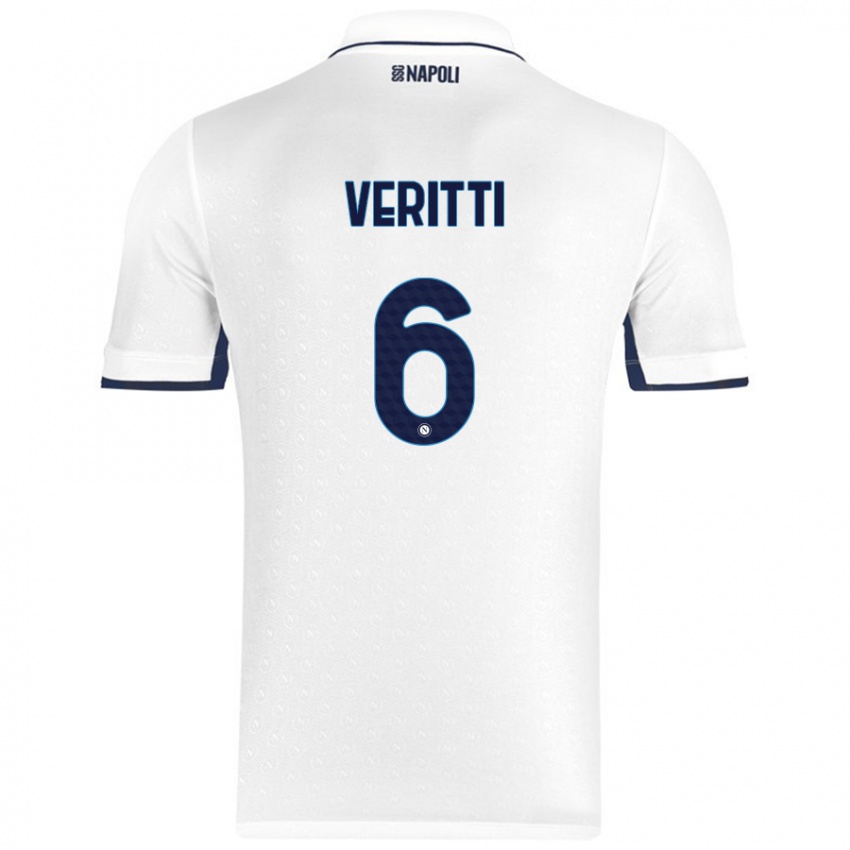 Miesten Federica Veritti #6 Valkoinen Royal Blue Vieraspaita 2024/25 Lyhythihainen Paita T-Paita