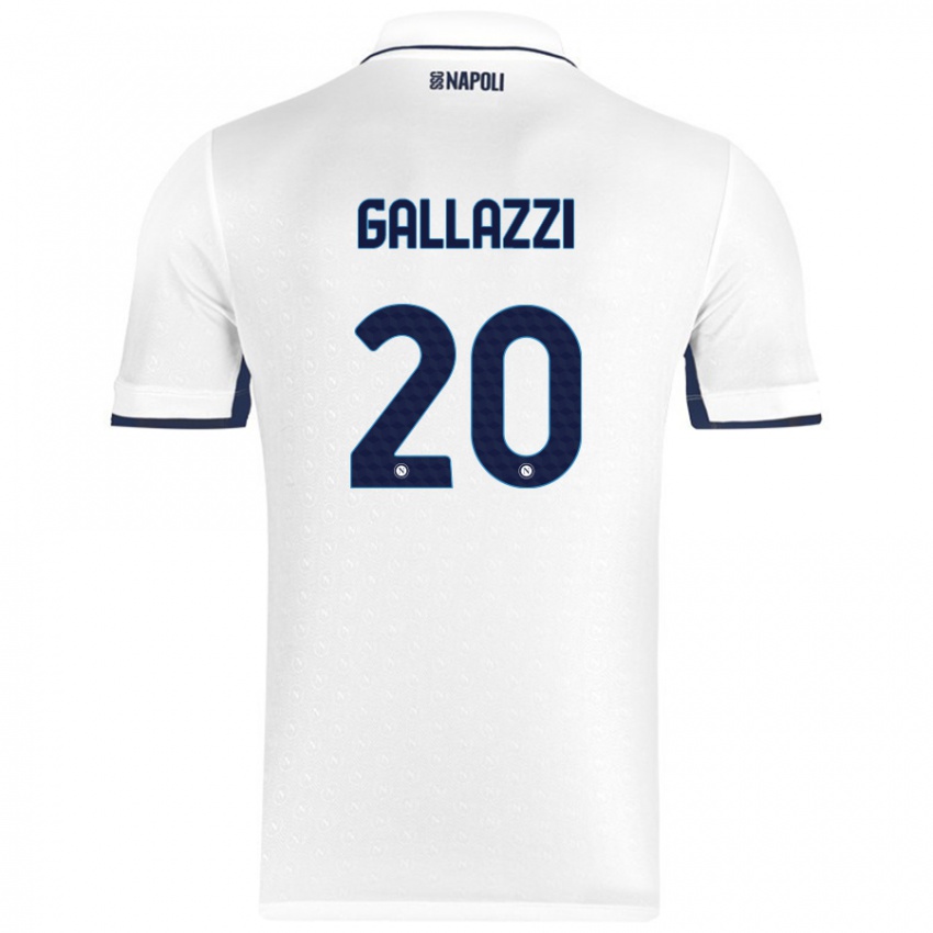 Miesten Valentina Gallazzi #20 Valkoinen Royal Blue Vieraspaita 2024/25 Lyhythihainen Paita T-Paita