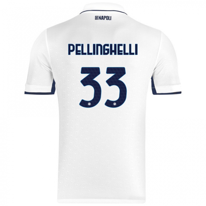 Miesten Alice Pellinghelli #33 Valkoinen Royal Blue Vieraspaita 2024/25 Lyhythihainen Paita T-Paita