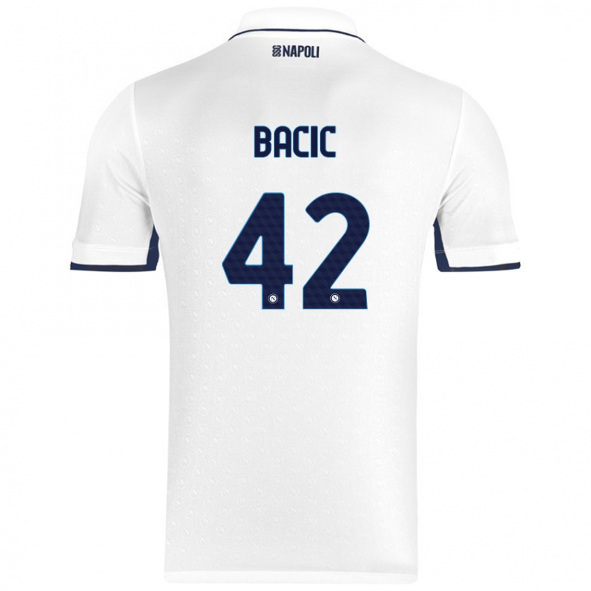 Miesten Doris Bačić #42 Valkoinen Royal Blue Vieraspaita 2024/25 Lyhythihainen Paita T-Paita