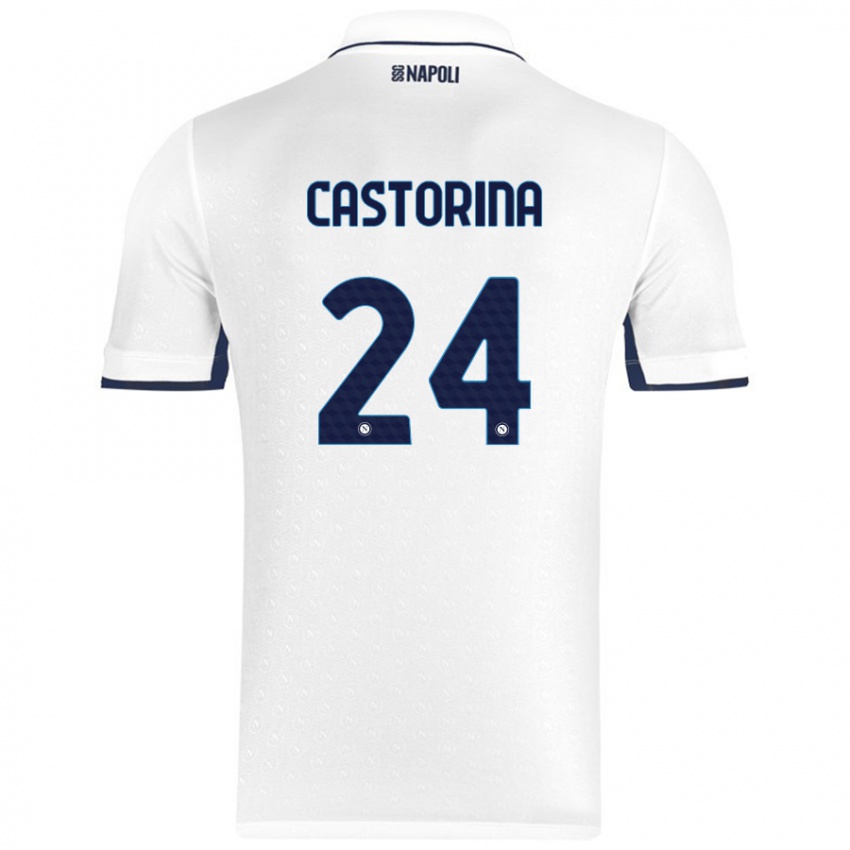 Miesten Alessandro Castorina #24 Valkoinen Royal Blue Vieraspaita 2024/25 Lyhythihainen Paita T-Paita