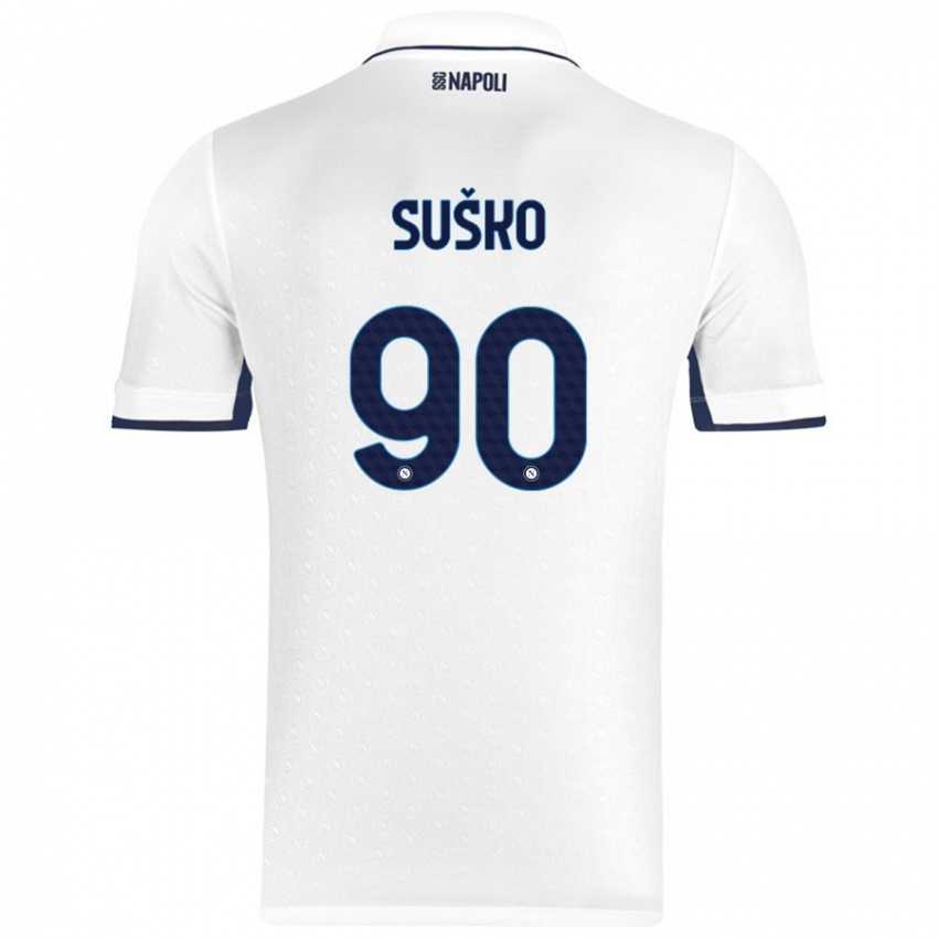 Miesten Daniel Suško #90 Valkoinen Royal Blue Vieraspaita 2024/25 Lyhythihainen Paita T-Paita