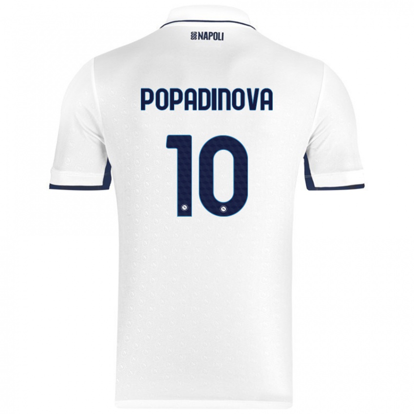 Miesten Evdokiya Popadinova #10 Valkoinen Royal Blue Vieraspaita 2024/25 Lyhythihainen Paita T-Paita