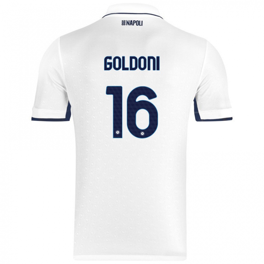 Miesten Eleonora Goldoni #16 Valkoinen Royal Blue Vieraspaita 2024/25 Lyhythihainen Paita T-Paita