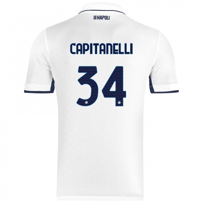 Miesten Ilaria Capitanelli #34 Valkoinen Royal Blue Vieraspaita 2024/25 Lyhythihainen Paita T-Paita