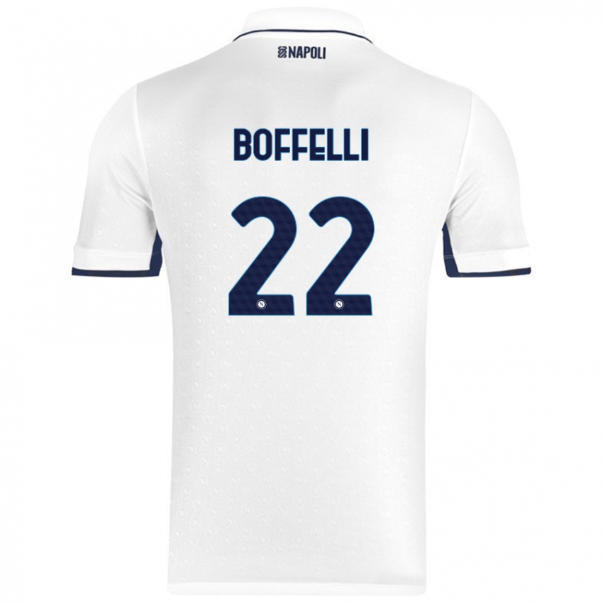 Miesten Valerio Boffelli #22 Valkoinen Royal Blue Vieraspaita 2024/25 Lyhythihainen Paita T-Paita