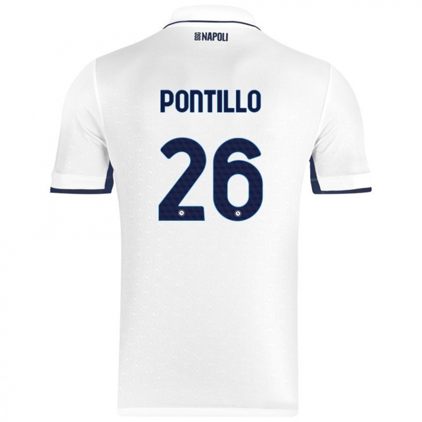 Miesten Pasquale Pontillo #26 Valkoinen Royal Blue Vieraspaita 2024/25 Lyhythihainen Paita T-Paita