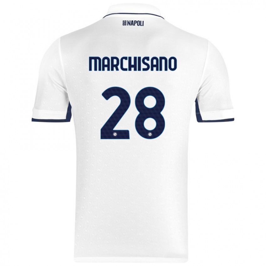 Miesten Matteo Marchisano #28 Valkoinen Royal Blue Vieraspaita 2024/25 Lyhythihainen Paita T-Paita