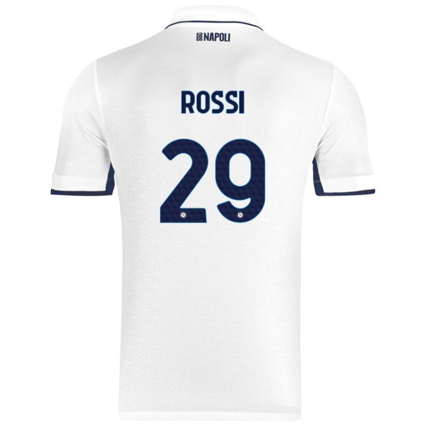 Miesten Francesco Rossi #29 Valkoinen Royal Blue Vieraspaita 2024/25 Lyhythihainen Paita T-Paita