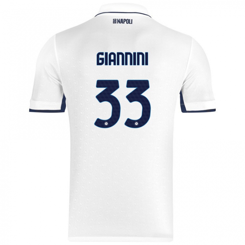 Miesten Enrico Giannini #33 Valkoinen Royal Blue Vieraspaita 2024/25 Lyhythihainen Paita T-Paita