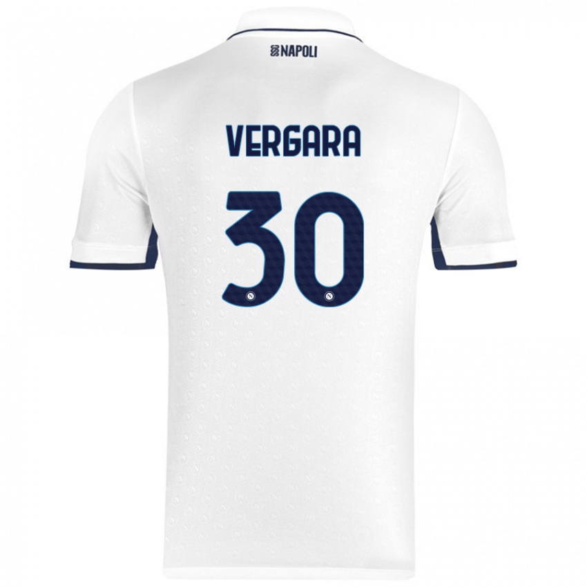 Miesten Antonio Vergara #30 Valkoinen Royal Blue Vieraspaita 2024/25 Lyhythihainen Paita T-Paita