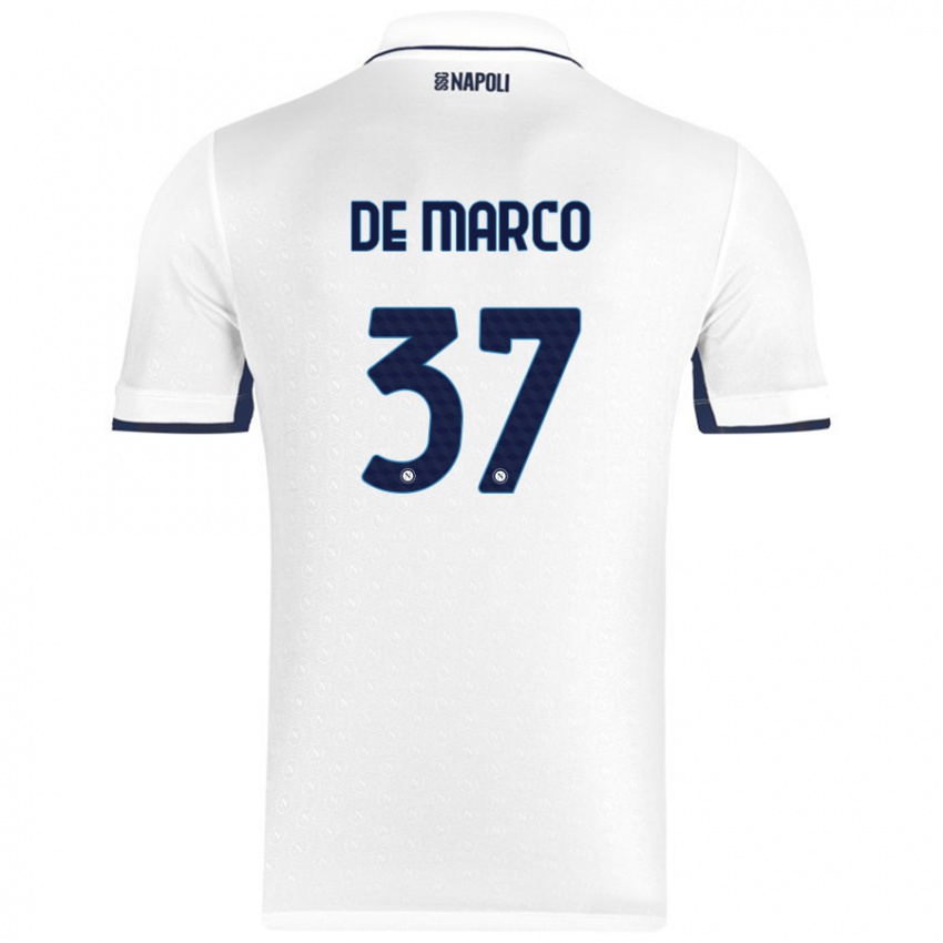 Miesten Francesco De Marco #37 Valkoinen Royal Blue Vieraspaita 2024/25 Lyhythihainen Paita T-Paita