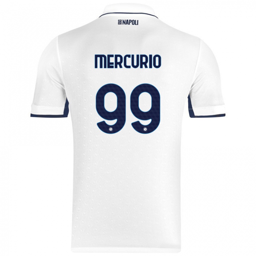 Miesten Giovanni Mercurio #99 Valkoinen Royal Blue Vieraspaita 2024/25 Lyhythihainen Paita T-Paita