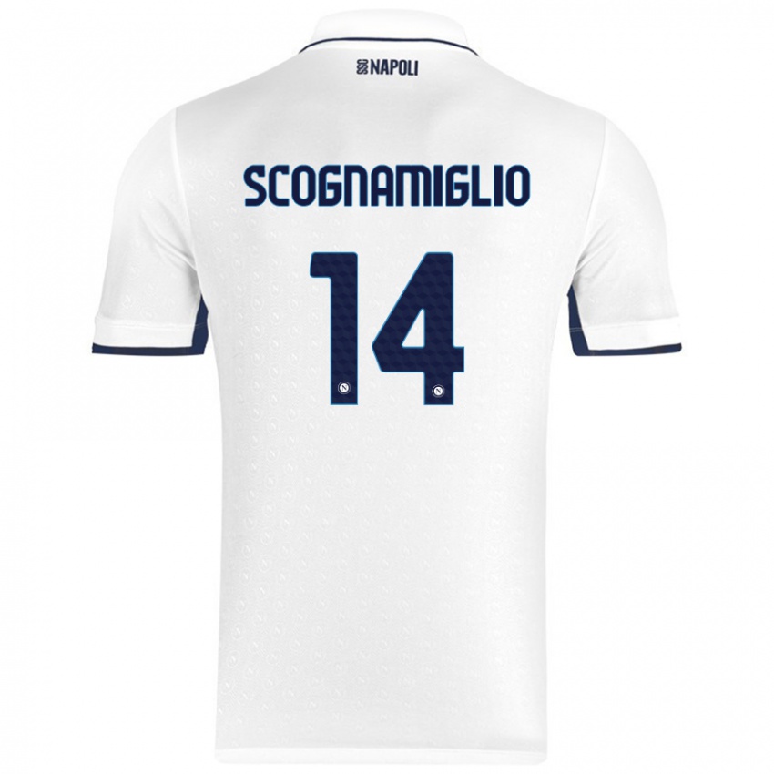 Miesten Fabio Scognamiglio #14 Valkoinen Royal Blue Vieraspaita 2024/25 Lyhythihainen Paita T-Paita