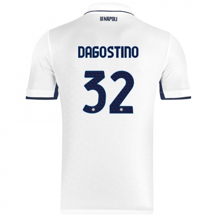 Miesten Giuseppe Dagostino #32 Valkoinen Royal Blue Vieraspaita 2024/25 Lyhythihainen Paita T-Paita