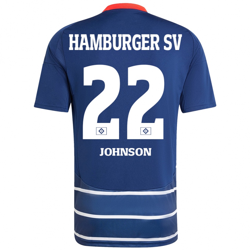 Miesten Emmanuel Johnson #22 Tummansininen Vieraspaita 2024/25 Lyhythihainen Paita T-Paita