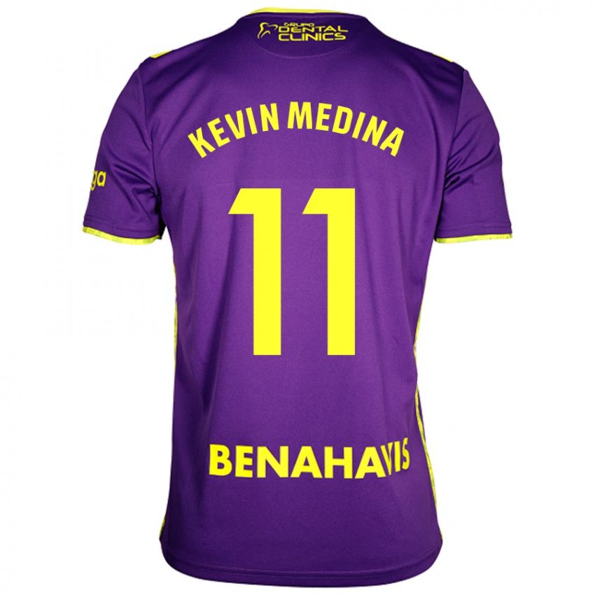 Miesten Kevin Medina #11 Violetti Keltainen Vieraspaita 2024/25 Lyhythihainen Paita T-Paita