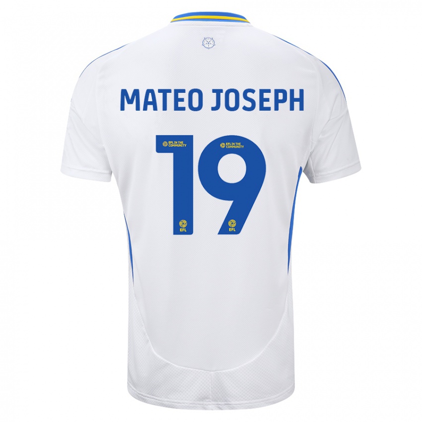 Naisten Mateo Joseph #19 Valkoinen Sininen Kotipaita 2024/25 Lyhythihainen Paita T-Paita